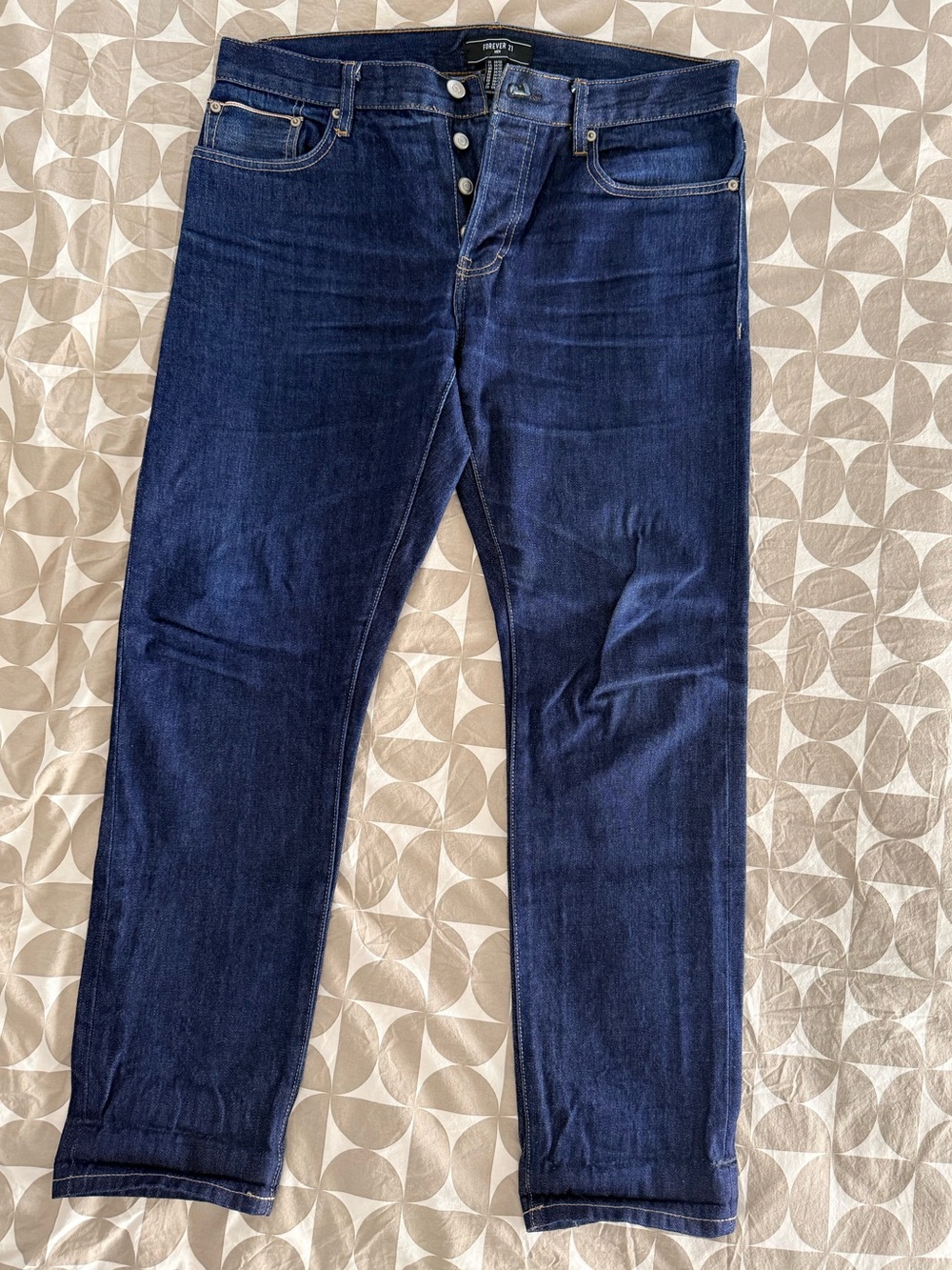 Forever 21 Indigo Selvedge Button-Fly Jeans